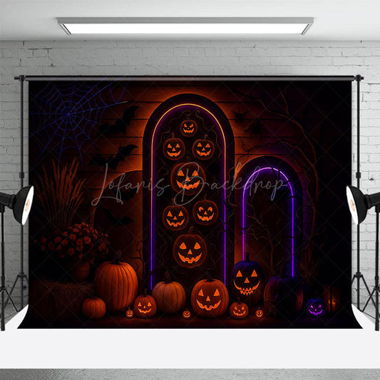 Lofaris Glow Jack Olantern Floral Scary Halloween Backdrop