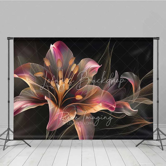 Lofaris Glowing Abstract Lily Backdrop Dark Artistic Flower Photography Background Neon Petal Bloom Photo Booth Prop