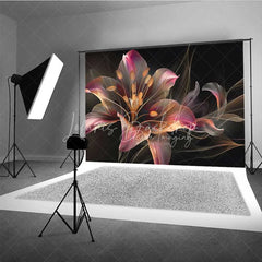 Lofaris Glowing Abstract Lily Backdrop Dark Artistic Flower Photography Background Neon Petal Bloom Photo Booth Prop
