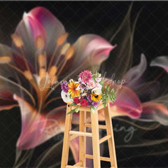 Lofaris Glowing Abstract Lily Backdrop Dark Artistic Flower Photography Background Neon Petal Bloom Photo Booth Prop