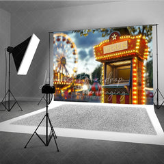 Lofaris Glowing Carnival Ticket Booth Cake Smash Backdrop Ferris Wheel Night Photography Studio Background