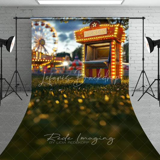 Lofaris Glowing Carnival Ticket Booth Cake Smash Backdrop Night Ferris Wheel Grass Sweep Portrait Studio Background