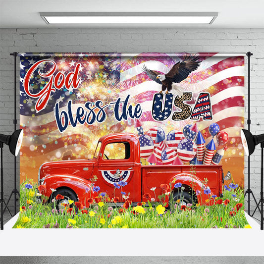 Lofaris God Bless The USA Truck Eagle Photography Backdrop