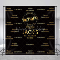 Lofaris Gold and Black Custom Retirement Party Backdrop Personalized Congrats Celebration Decor