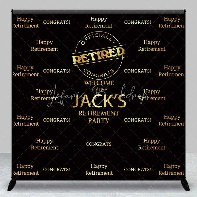 Lofaris Gold and Black Custom Retirement Party Backdrop Personalized Congrats Celebration Decor