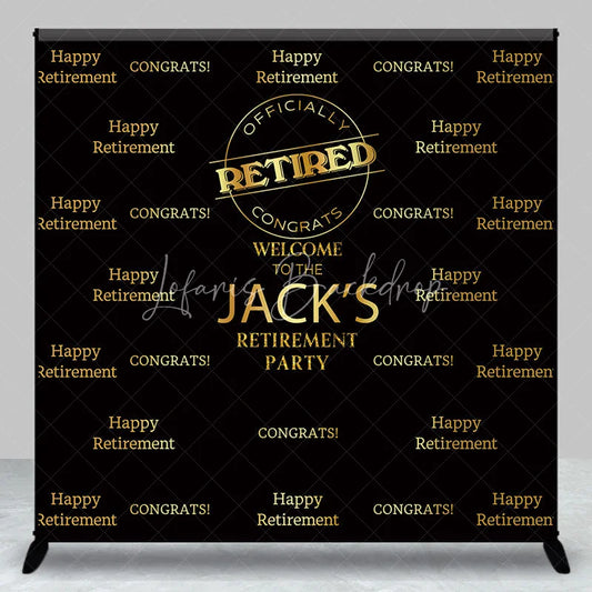 Lofaris Gold and Black Custom Retirement Party Backdrop Personalized Congrats Celebration Decor