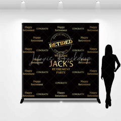 Lofaris Gold and Black Custom Retirement Party Backdrop Personalized Congrats Celebration Decor