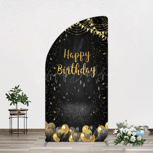 Lofaris Gold Balloons Glitter Bokeh Birthday Half Moon Arch Backdrop