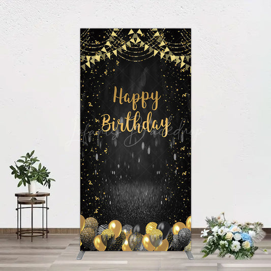 Lofaris Gold Balloons Glitter Bokeh Birthday Rectangle Backdrop