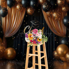 Lofaris Gold Black Curtain Balloons Class of 2025 Backdrop