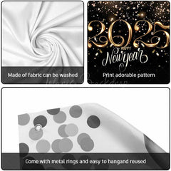 Lofaris Gold Blue Glitter 2025 New Year Garage Door Banner