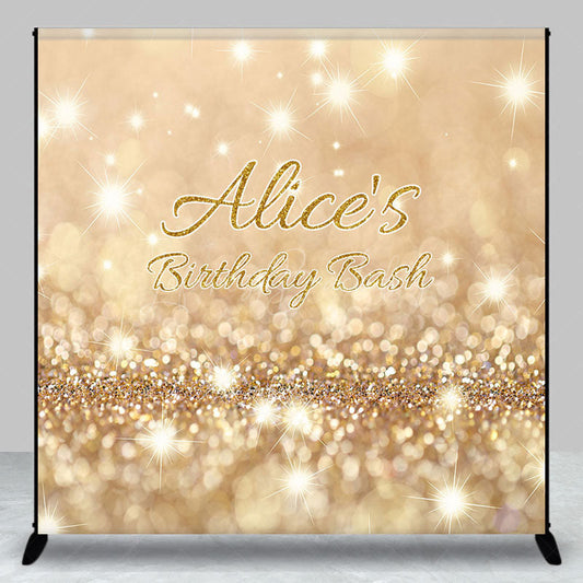 Lofaris Gold Bokeh Glitter Custom Name Birthday Bash Backdrop
