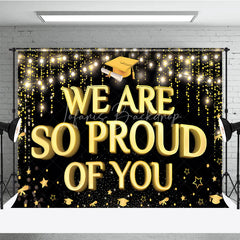 Lofaris Gold Bokeh We Are So Proud of You Graduation Backdrop Class 2026 Celebration Banner