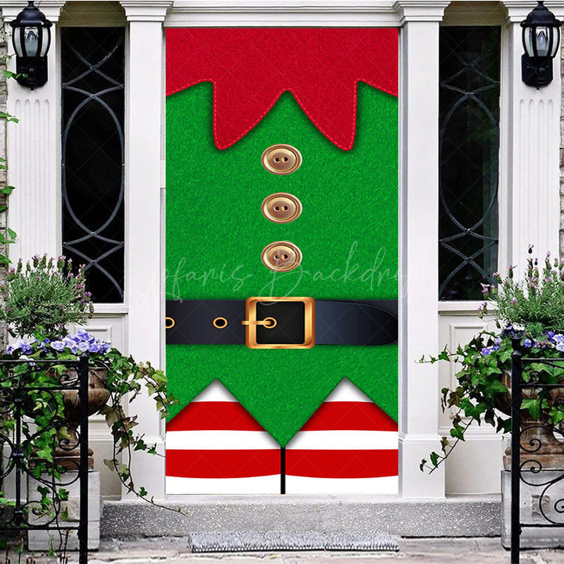 Lofaris Gold Buttons Green Red Christmas Vibe Door Cover