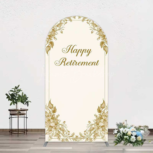Lofaris Gold Floral Line Happy Retirement Arch Backdrop