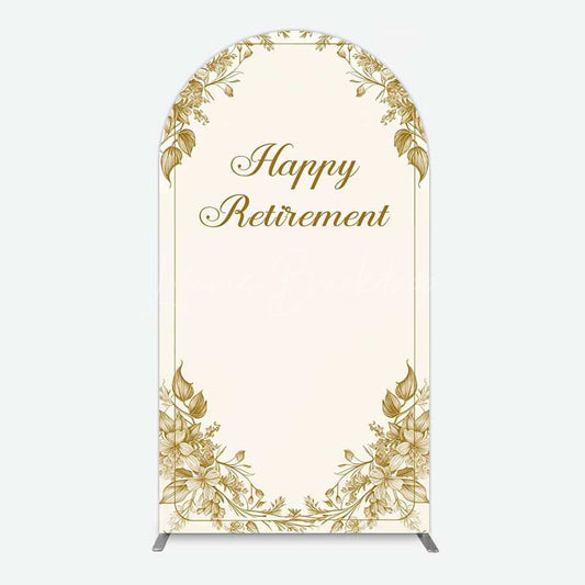 Lofaris Gold Floral Line Happy Retirement Arch Backdrop