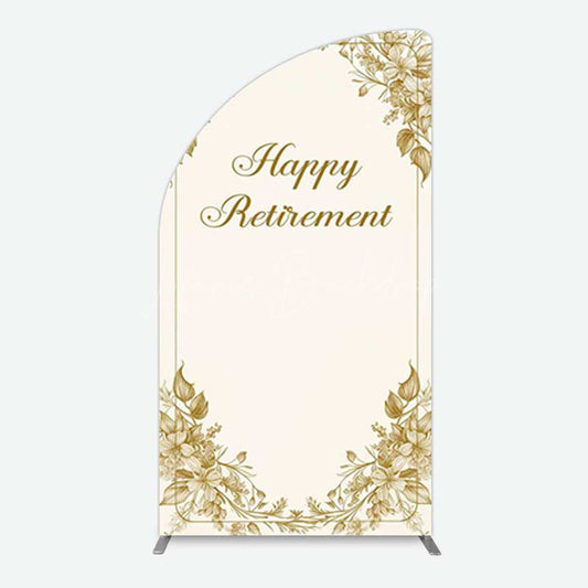 Lofaris Gold Floral Line Happy Retirement Half Moon Arch Backdrop