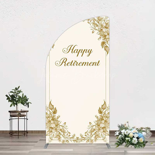 Lofaris Gold Floral Line Happy Retirement Half Moon Arch Backdrop