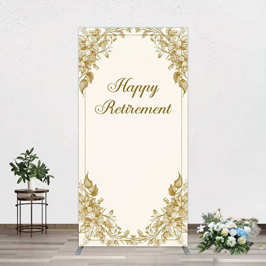 Lofaris Gold Floral Line Happy Retirement Rectangle Backdrop