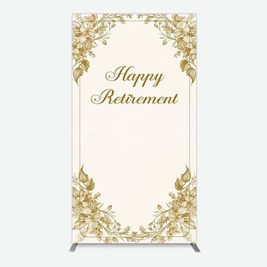Lofaris Gold Floral Line Happy Retirement Rectangle Backdrop