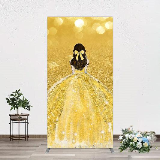 Lofaris Gold Glitter Bokeh Princess Birthday Rectangle Backdrop