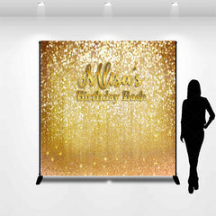 Lofaris Gold Glitter Custom Name Birthday Bash Backdrop