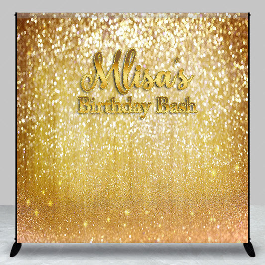Lofaris Gold Glitter Custom Name Birthday Bash Backdrop