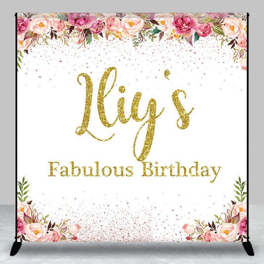 Lofaris Gold Glitter Custom Name Fabulous Birthday Backdrop