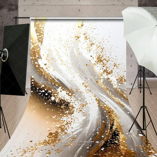 Lofaris Gold Glitter White and Grey Abstract Sweep Backdrop Elegant Luxury Modern Photography Background for Events