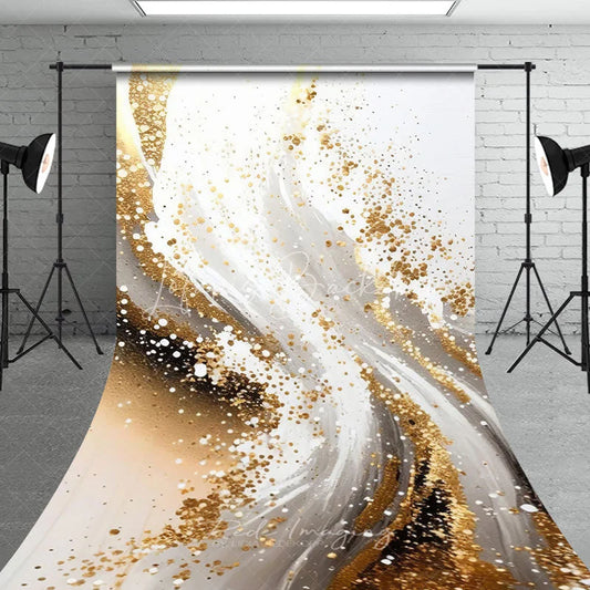 Lofaris Gold Glitter White and Grey Abstract Sweep Backdrop Elegant Luxury Modern Photography Background for Events