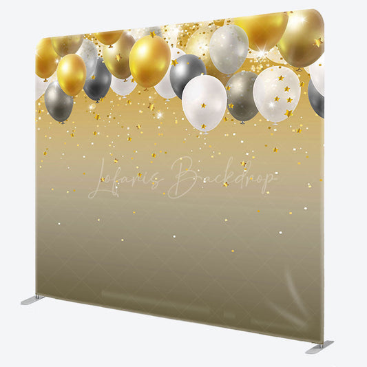 Lofaris Gold Grey Balloons Birthday Pillow Cover Backdrop