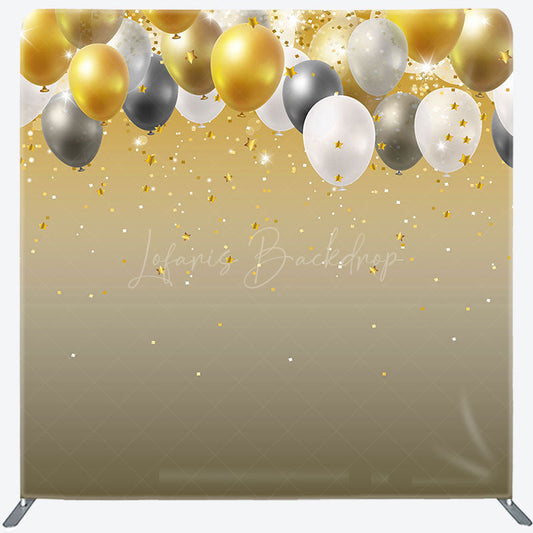 Lofaris Gold Grey Balloons Birthday Pillow Cover Backdrop