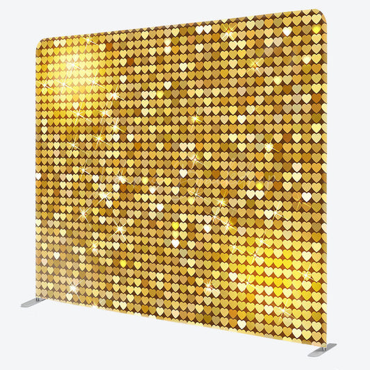Lofaris Gold Hearts Sequins Glitter Square Tension Backdrop