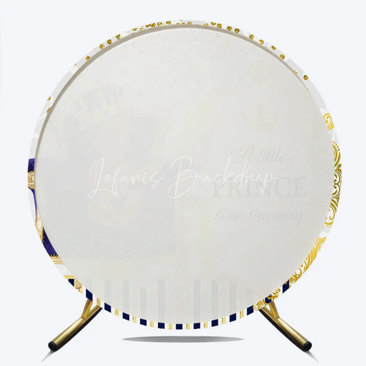 Lofaris Gold Little Prince Baby Shower Round Backdrop On the Way Party Decor Vintage Cover for Boy