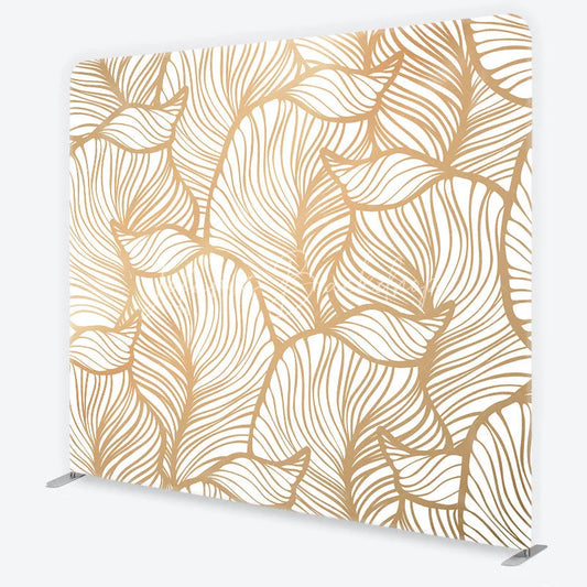 Lofaris Gold Metallic Abstract Leaf Pattern Tension Fabric Backdrop Elegant White Botanical Photography Background