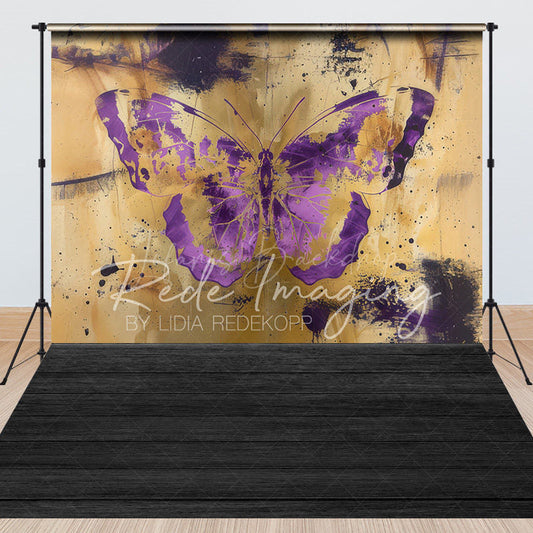Lofaris Gold Purple Abstract Butterfly Combo Set Backdrop