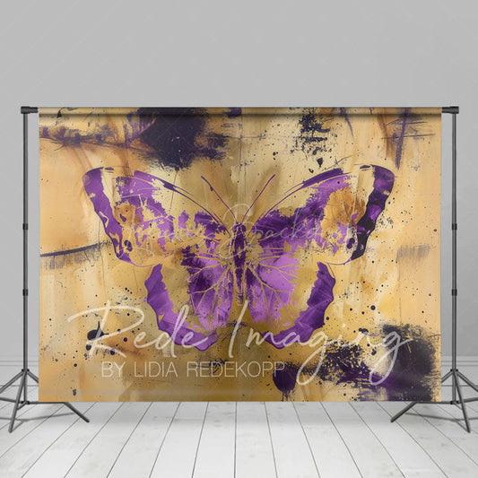 Lofaris Gold Purple Abstract Butterfly Combo Set Backdrop
