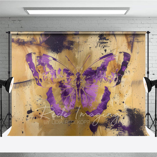 Lofaris Gold Purple Faded Abstract Butterfly Photo Backdrop