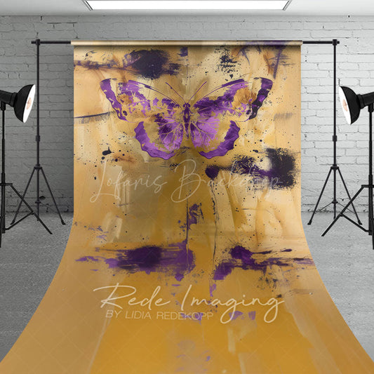 Lofaris Gold Purple Faded Abstract Butterfly Sweep Backdrop