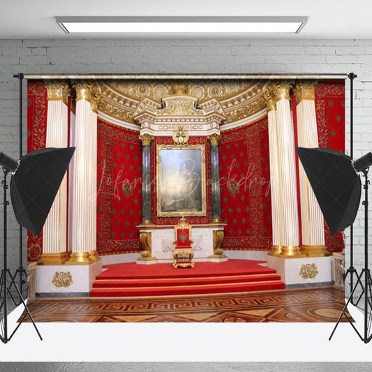 Lofaris Gold Red Luxury Palace Crown Chair Photo Backdrop