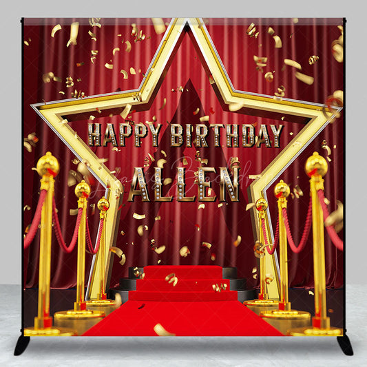 Lofaris Gold Stars Carpet Ribbon Custom Name Birthday Backdrop