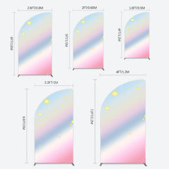 Lofaris Gold Stars Colorful Rainbow Birthday Half Moon Arch Backdrop