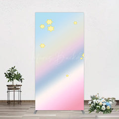 Lofaris Gold Stars Colorful Rainbow Birthday Rectangle Backdrop