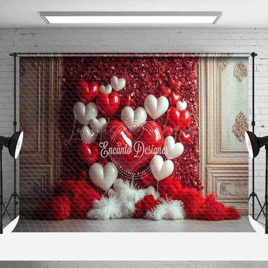 Lofaris Gold Vintage Wall Red Romantic Balloon Boho Backdrop