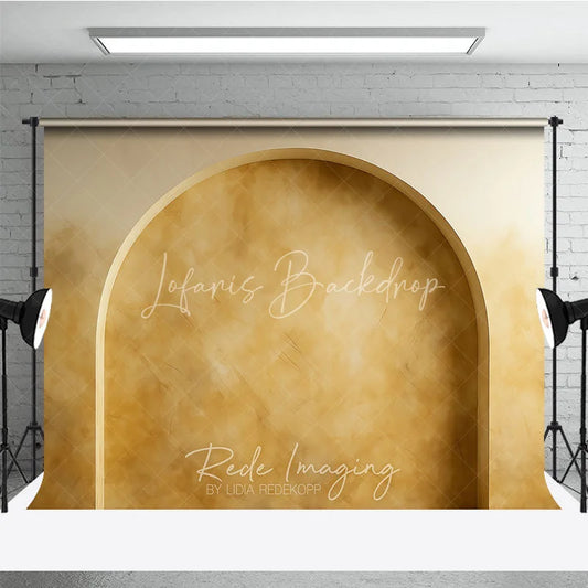 Lofaris Golden Beige Textured Arch Photography Backdrop Rustic Elegant Wall Design for Professional Portraits and Studio Shoots
