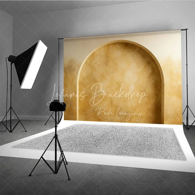 Lofaris Golden Beige Textured Arch Photography Backdrop Rustic Elegant Wall Design for Professional Portraits and Studio Shoots