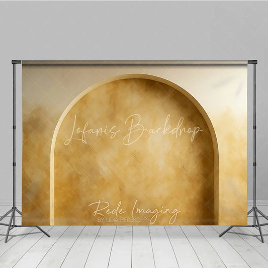 Lofaris Golden Beige Textured Arch Photography Backdrop Rustic Elegant Wall Design for Professional Portraits and Studio Shoots