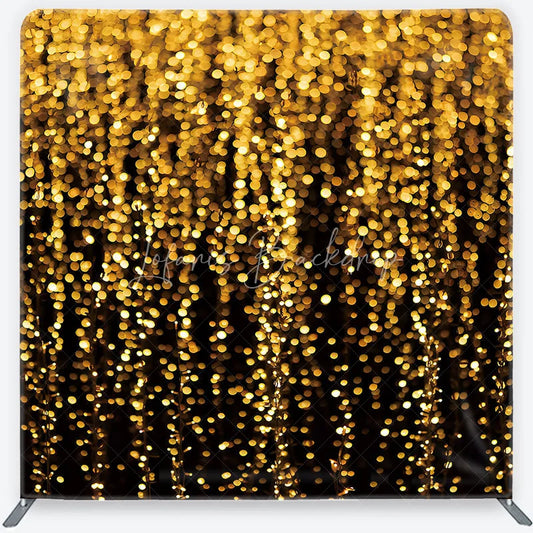 Lofaris Golden Bokeh Lights Sparkling Square Double-Sided Backdrop Elegant Festive Party Celebration Decor