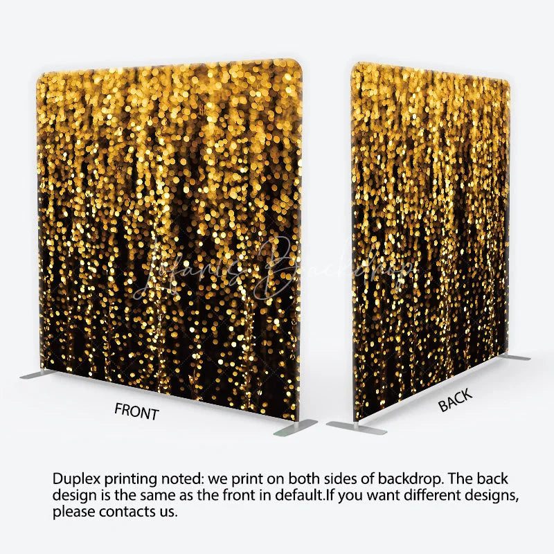 Lofaris Golden Bokeh Lights Sparkling Square Double-Sided Backdrop Elegant Festive Party Celebration Decor