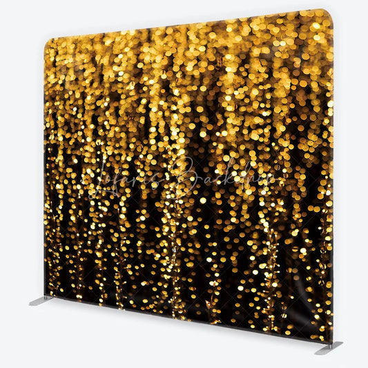 Lofaris Golden Bokeh Lights Sparkling Square Double-Sided Backdrop Elegant Festive Party Celebration Decor